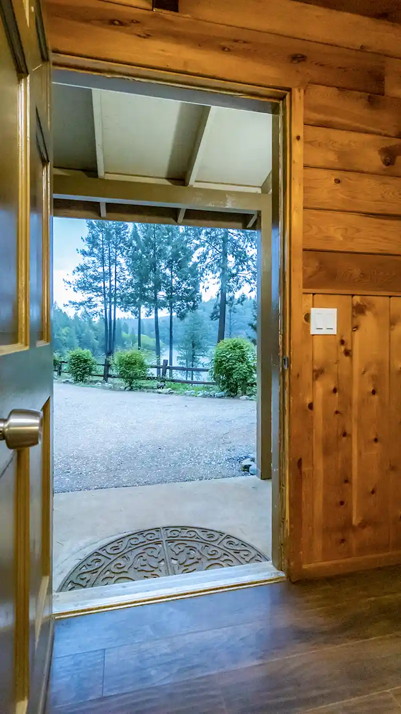 The view of Rollins Lake from a cabin.